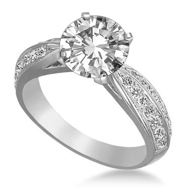 Round Diamond Designer Prong Shoulder Style Ring
