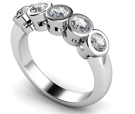 Half Eternity Five Round Cut Diamond Ring