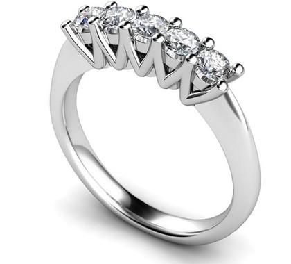 5 Stone  Solid Temper Shoulder Diamond Ring