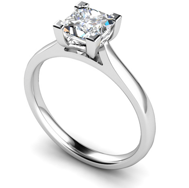Diamond Four Square Prong Princess Shape Engagement Ring
