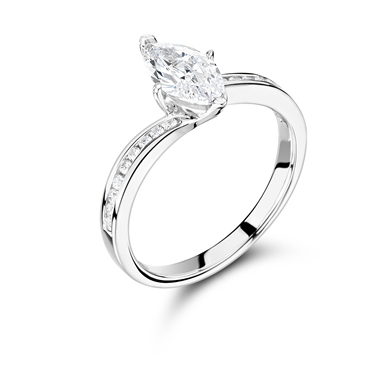 Marquise/Round Diamond Shoulder Set Engagement Ring