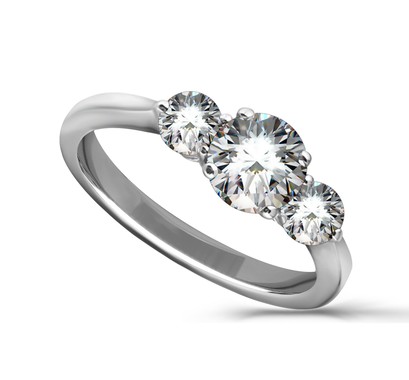 Round Diamond Cut Trilogy Style Ring