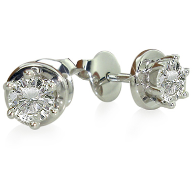Round Diamond Stud Claw Set Earrings
