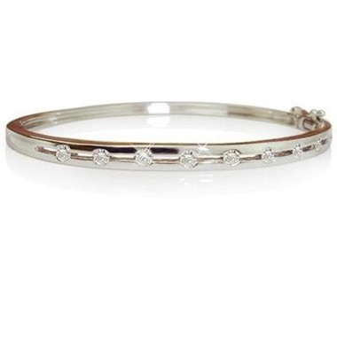 Round Diamond Bezel Set Style Bangle